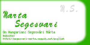 marta segesvari business card