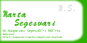 marta segesvari business card